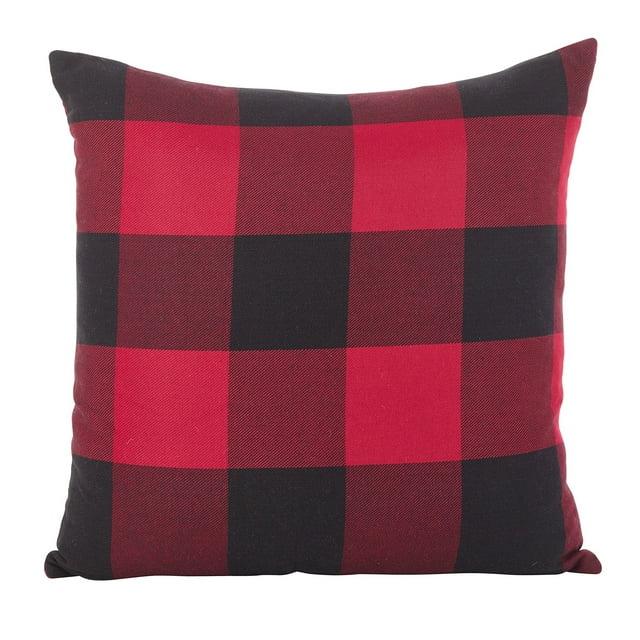Saro Birmingham Collection Plaid Cotton Reversible Throw Pillow
