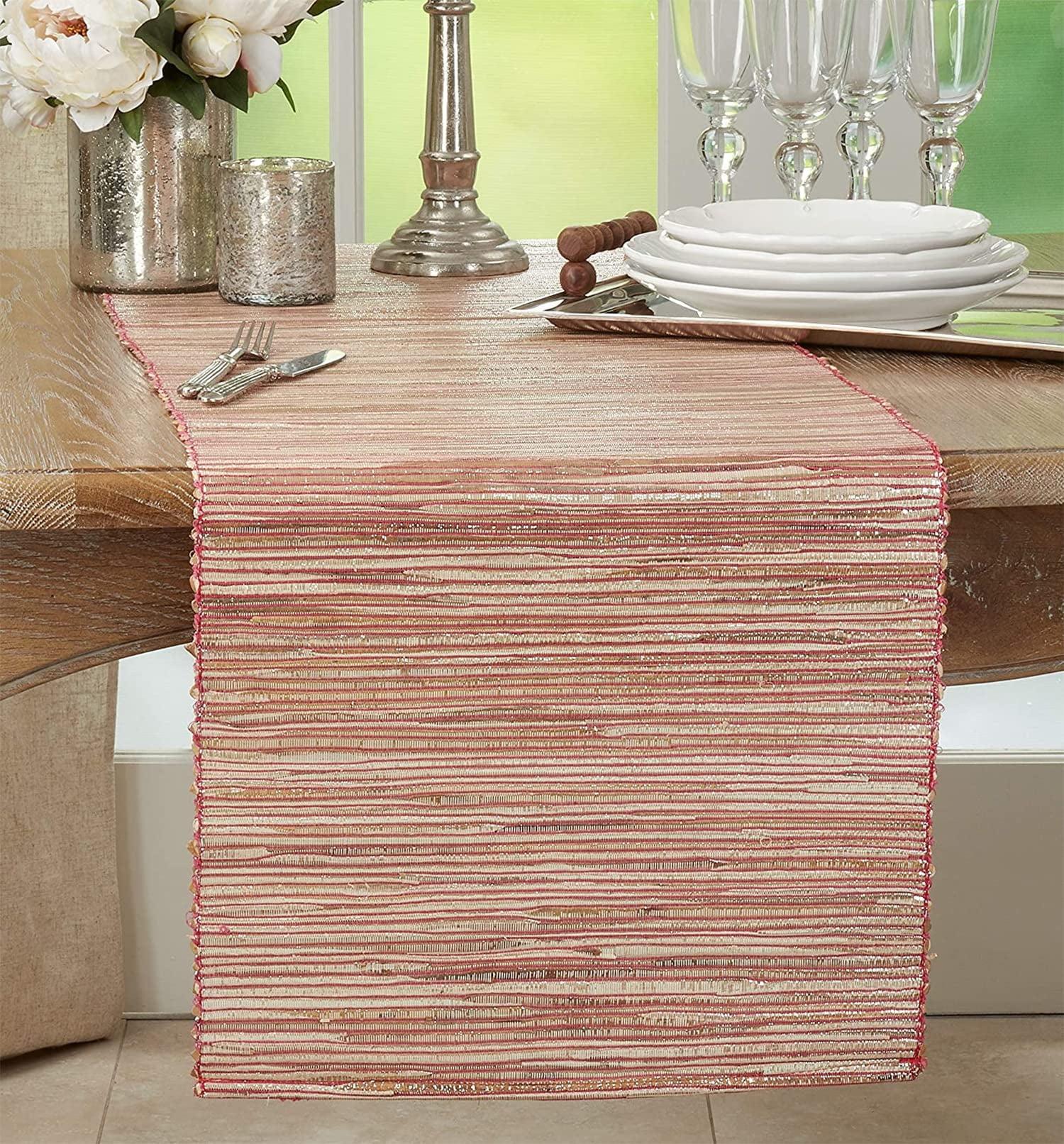 Saro Lifestyle Shimmering Woven Nubby Water Hyacinth Table Runner