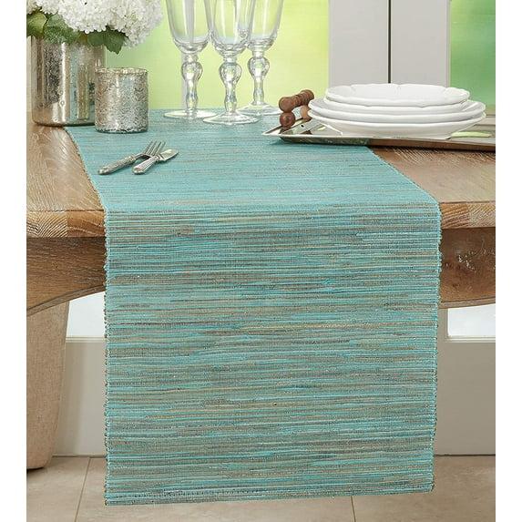 Saro Lifestyle Shimmering Woven Nubby Runner, Turquoise, 16" x 72"