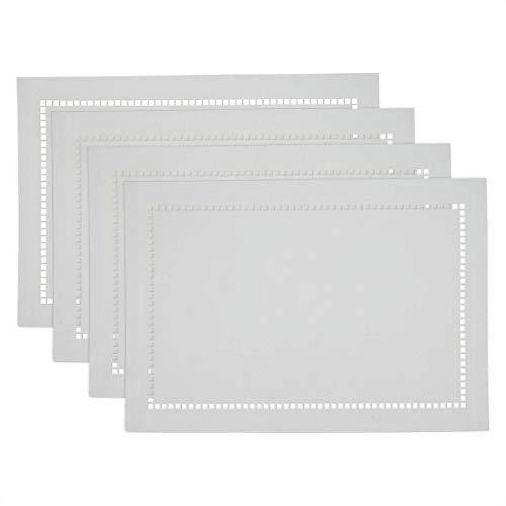 Saro Lifestyle Placemats With Laser-Cut Hemstitch Design, White, (Set of 4 pcs)