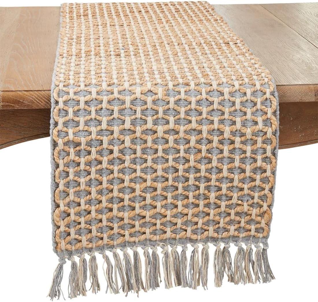 Natural Jute and Gray Woven Rope Table Runner