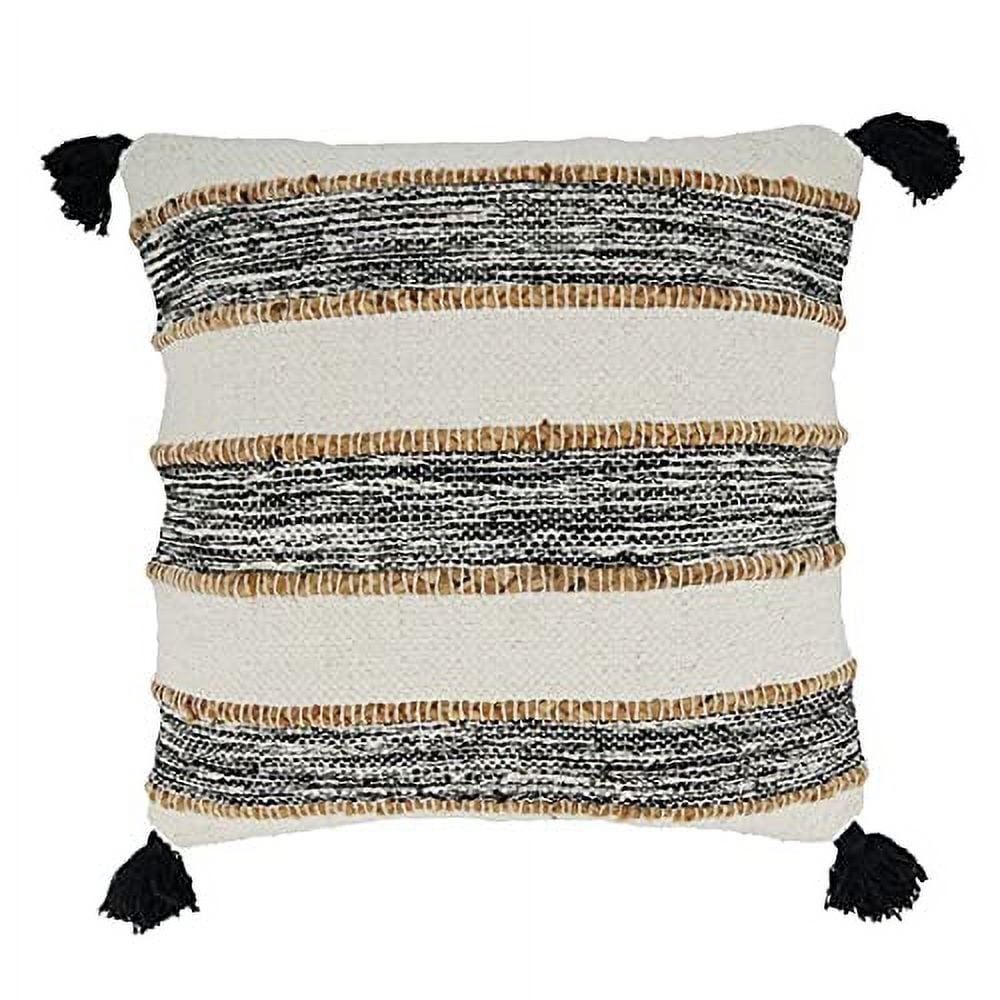 Saro Lifestyle Striped Tassel Corners Throw Pillow With Poly Filling