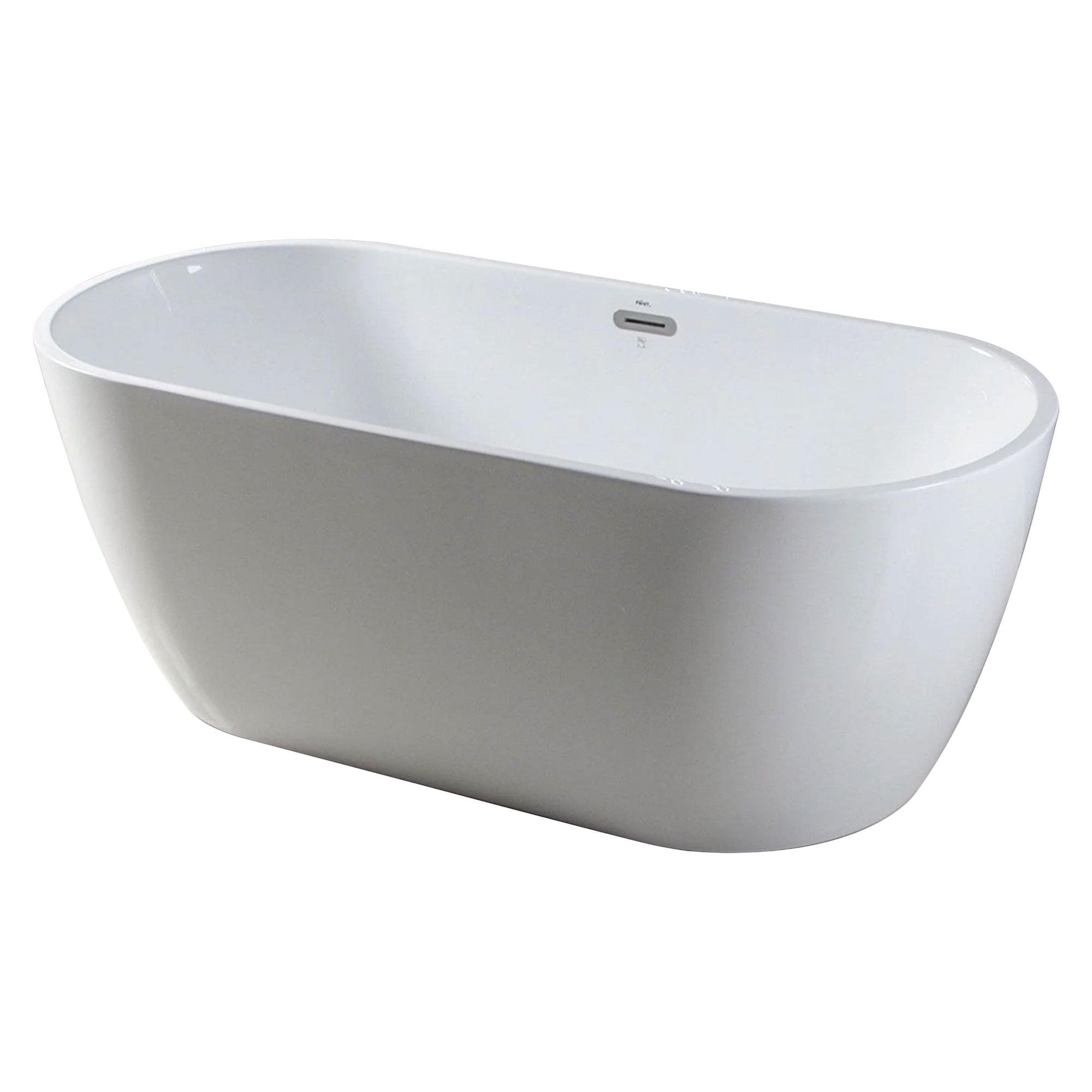 Bali 59" Glossy White Acrylic Freestanding Bathtub with Chrome Drain