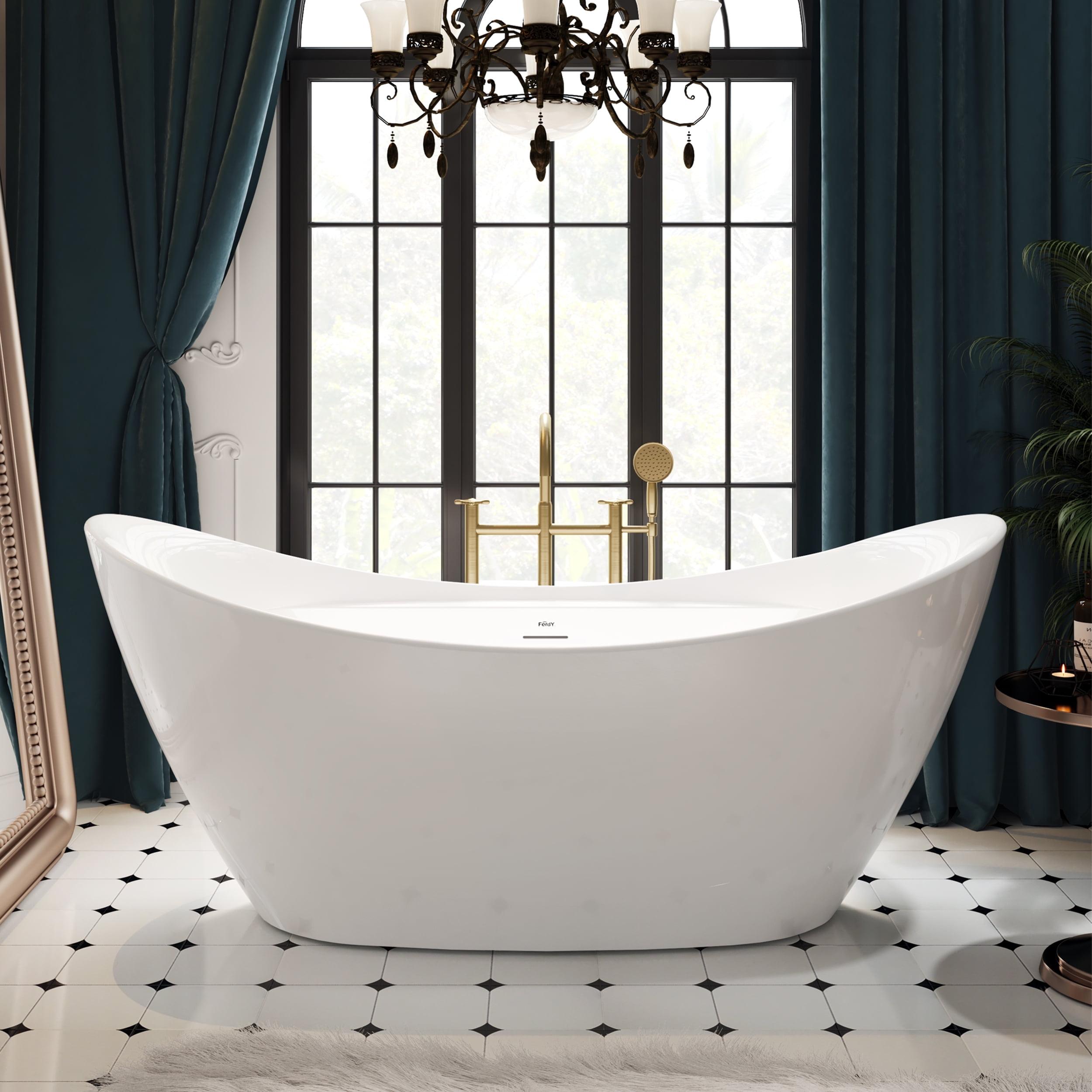 FerdY Boracay 67" Acrylic Freestanding Bathtub With Chrome Drain