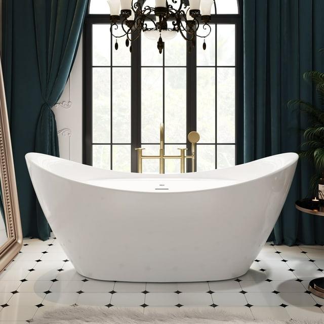 FerdY Boracay 67" Acrylic Freestanding Bathtub With Chrome Drain