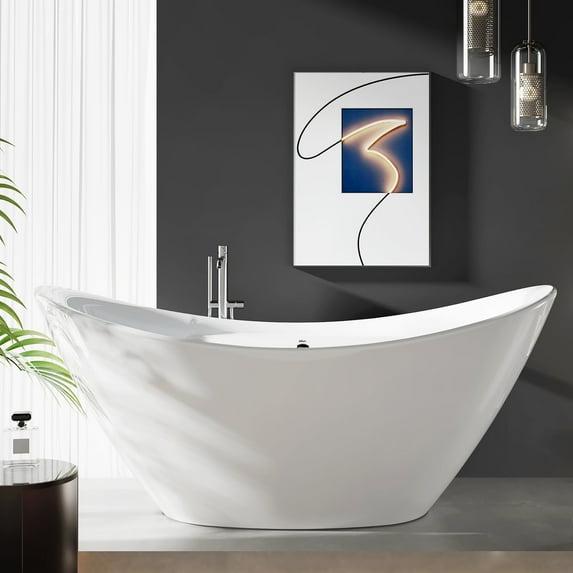 FerdY Boracay 67" Acrylic Freestanding Bathtub With Chrome Drain