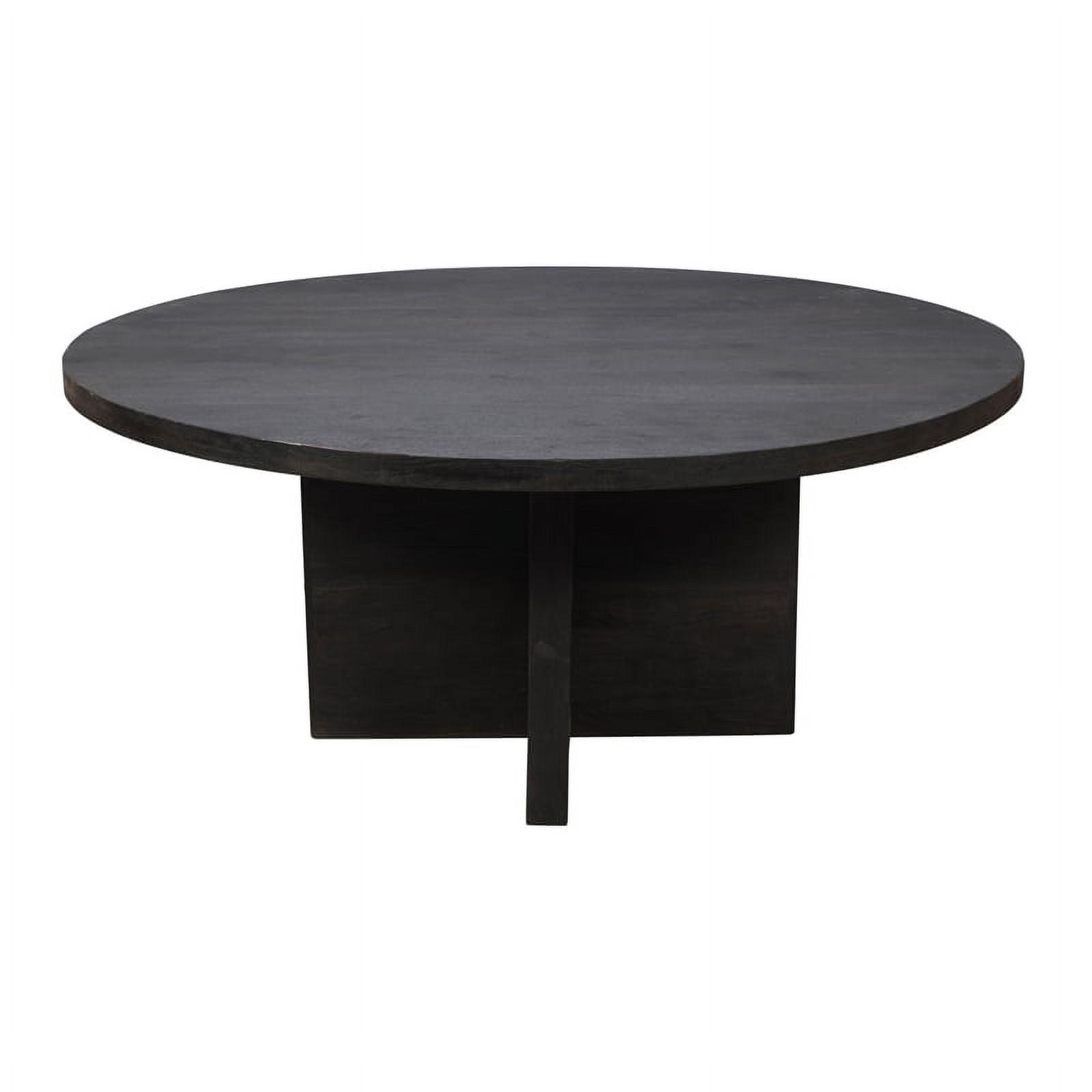 Elegant Transitional 60" Mango Wood Round Dining Table in Dark Gray