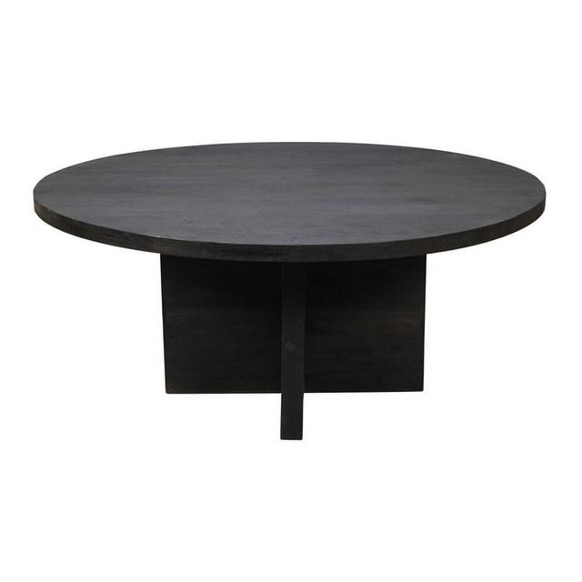 Fernious 60" Round Dining Table in Dark Gray Finish on Mango Solid Wood