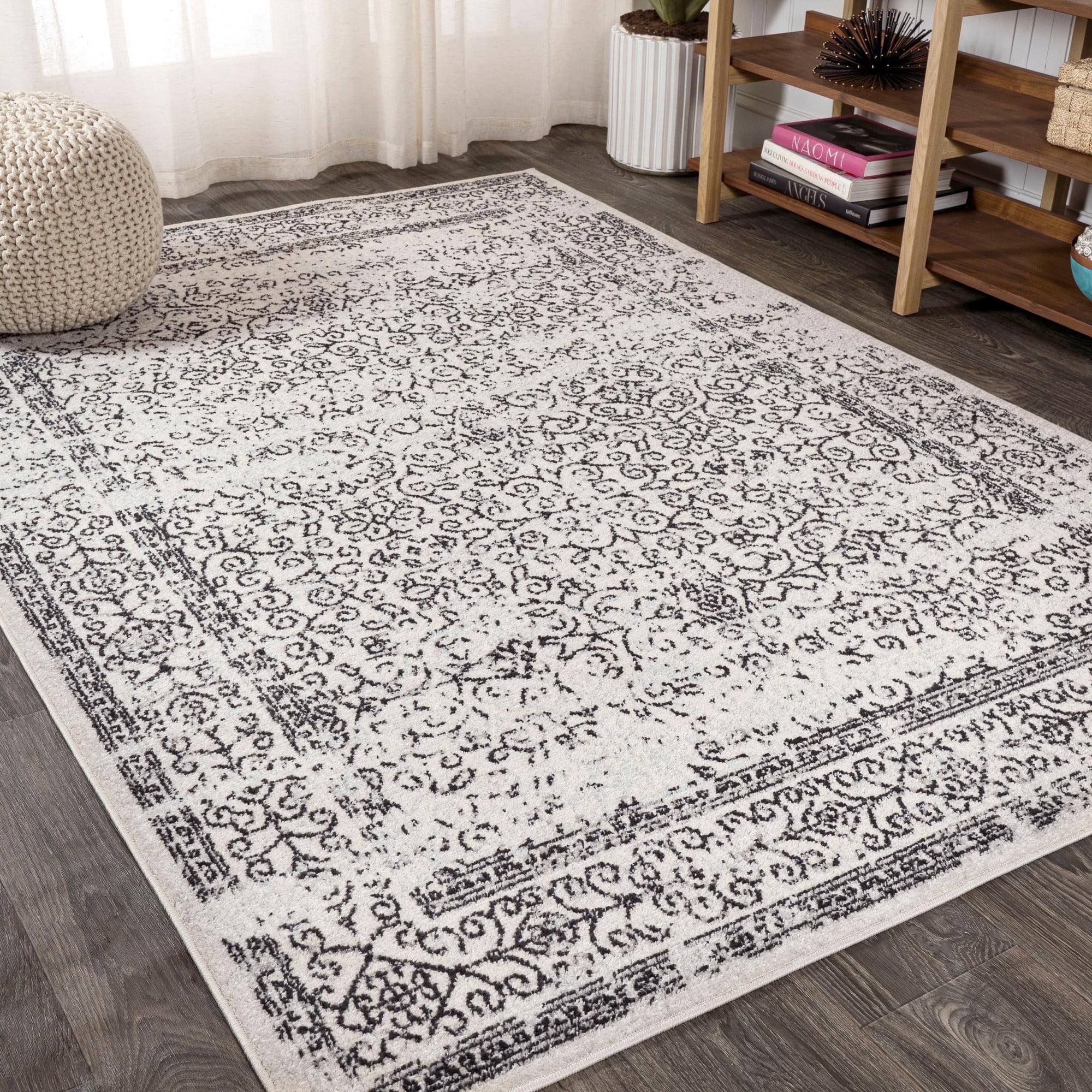 3'x5' Ferro Filigree Charcoal Black and White Area Rug, Gray/Black - JONATHAN Y