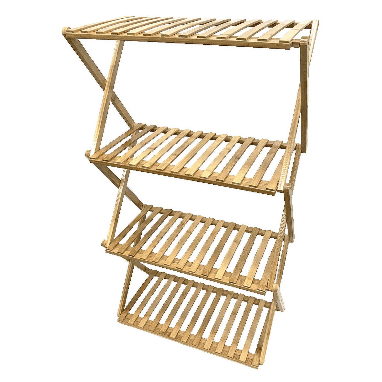 Natural Bamboo 4-Tier Collapsible Indoor Plant Stand