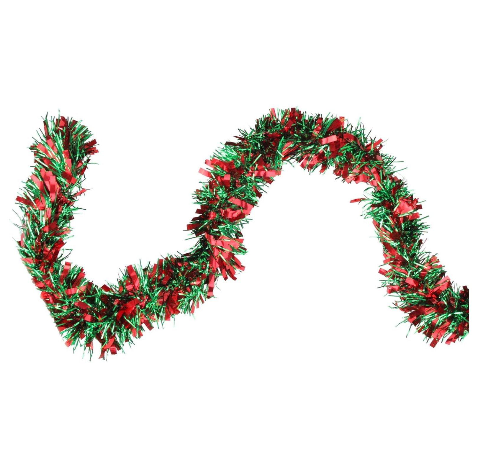 Festive Shiny Christmas Tinsel Unlit-6 Ply, 50', Red/Green