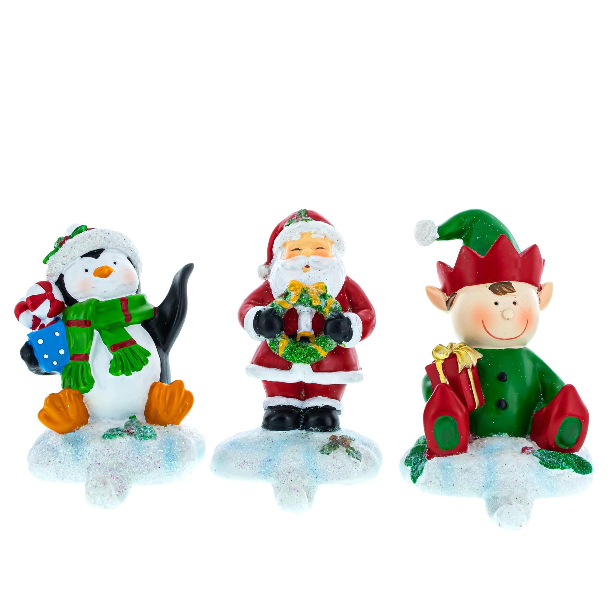 Festive Trio Resin Christmas Stocking Holders Set