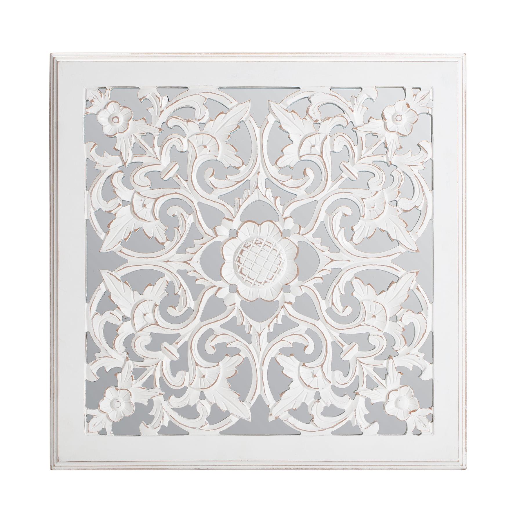 Maia Carved Wall Mirror Medallion White - Brewster