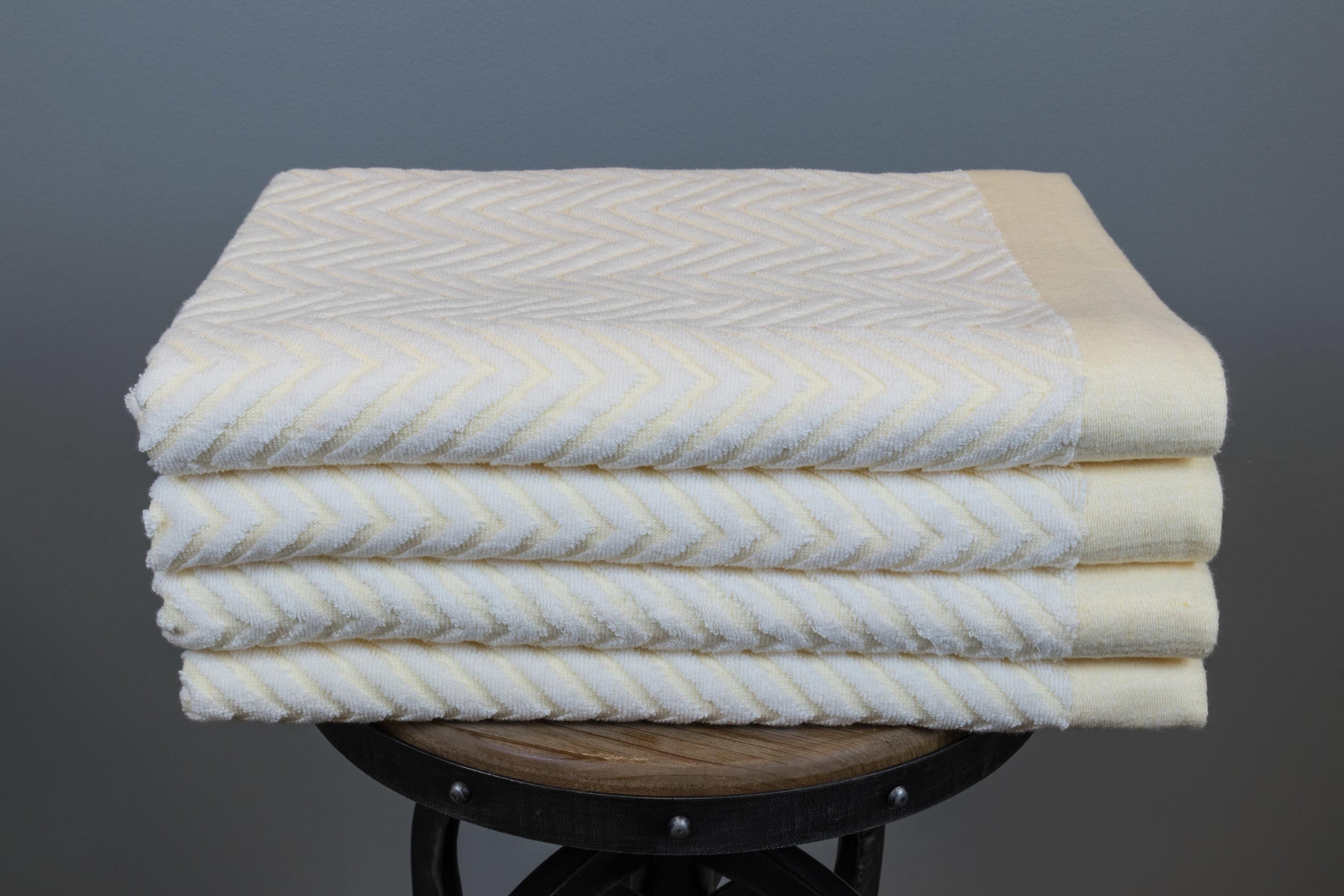 Fibertone Sandstone Chevron Jacquard Cotton Blend Bath Towels, 70x35, Set of 4