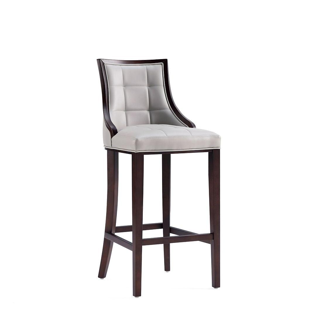 Fifth Avenue Upholstered Beech Wood Faux Leather Barstool Light Gray - Manhattan Comfort: Elegant Counter Chair, Fixed Height