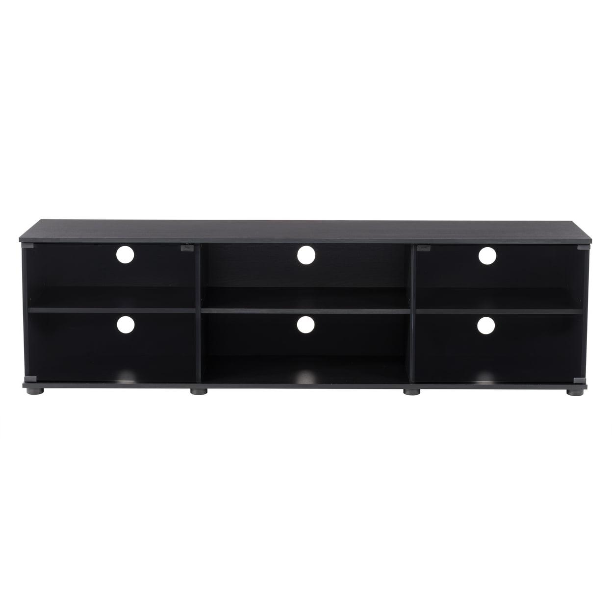 Ravenwood Black 74" Engineered Wood TV Stand with Glass Cabinet