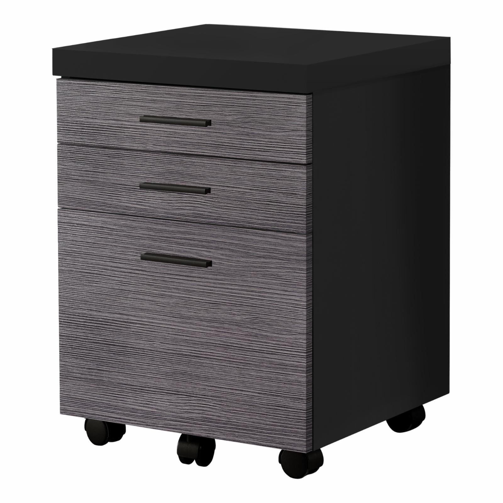 Black and Gray 3-Drawer Mobile Filing Cabinet
