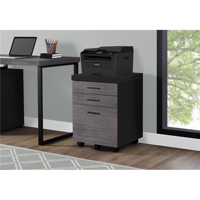 Black and Gray 3-Drawer Mobile Filing Cabinet