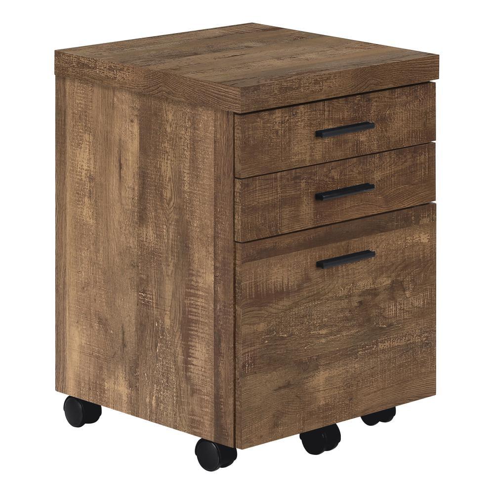Millwood Pines File Cabinet, Rolling Mobile, Storage Drawers, Printer Stand, Office, Work, Brown Laminate, Contemporary, Modern