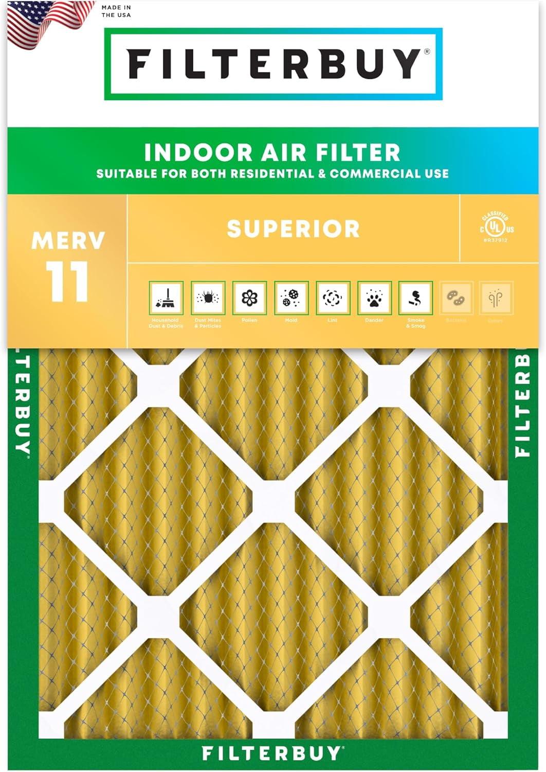 Filterbuy 10x17x2 MERV 11 Pleated HVAC AC Furnace Air Filters for WEN 3410 Air Filtration System (1-Pack)