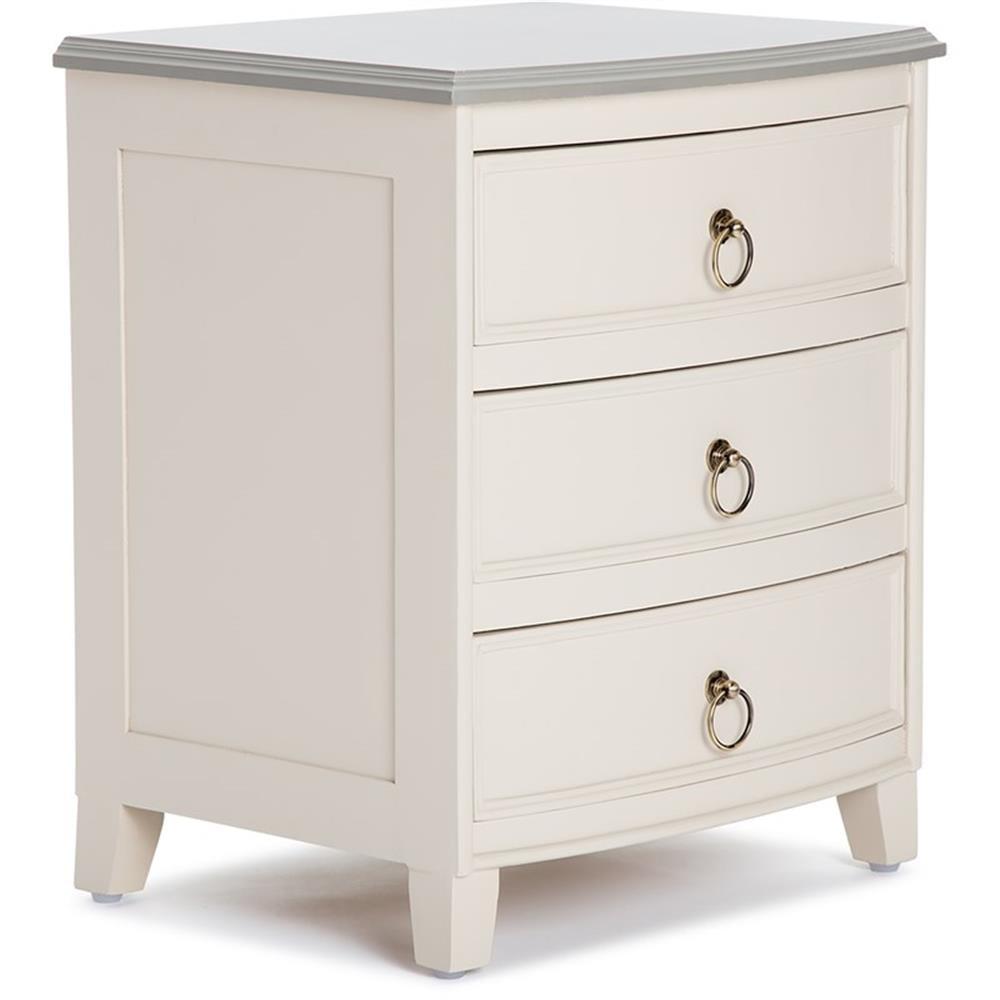 Cream White Solid Wood 3-Drawer End Table Nightstand