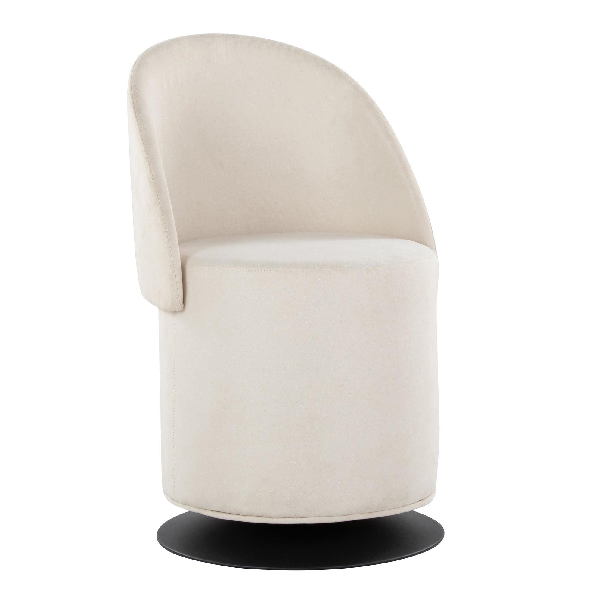 Cream Faux Leather Swivel Chair with Metal Base