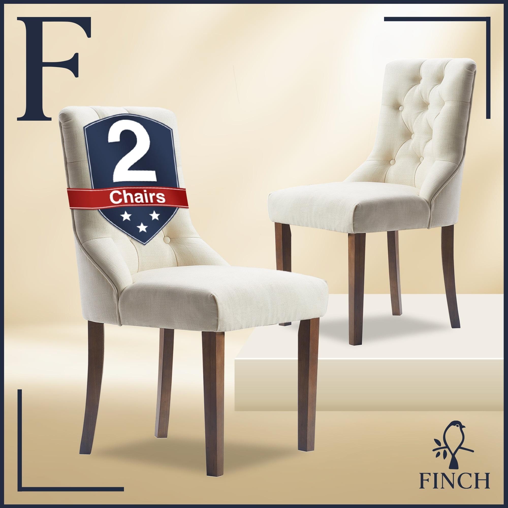 Set of 2 Elmhurst Tufted Side Chair Vintage Cream - Finch: Upholstered, Contoured Back, Wooden Legs