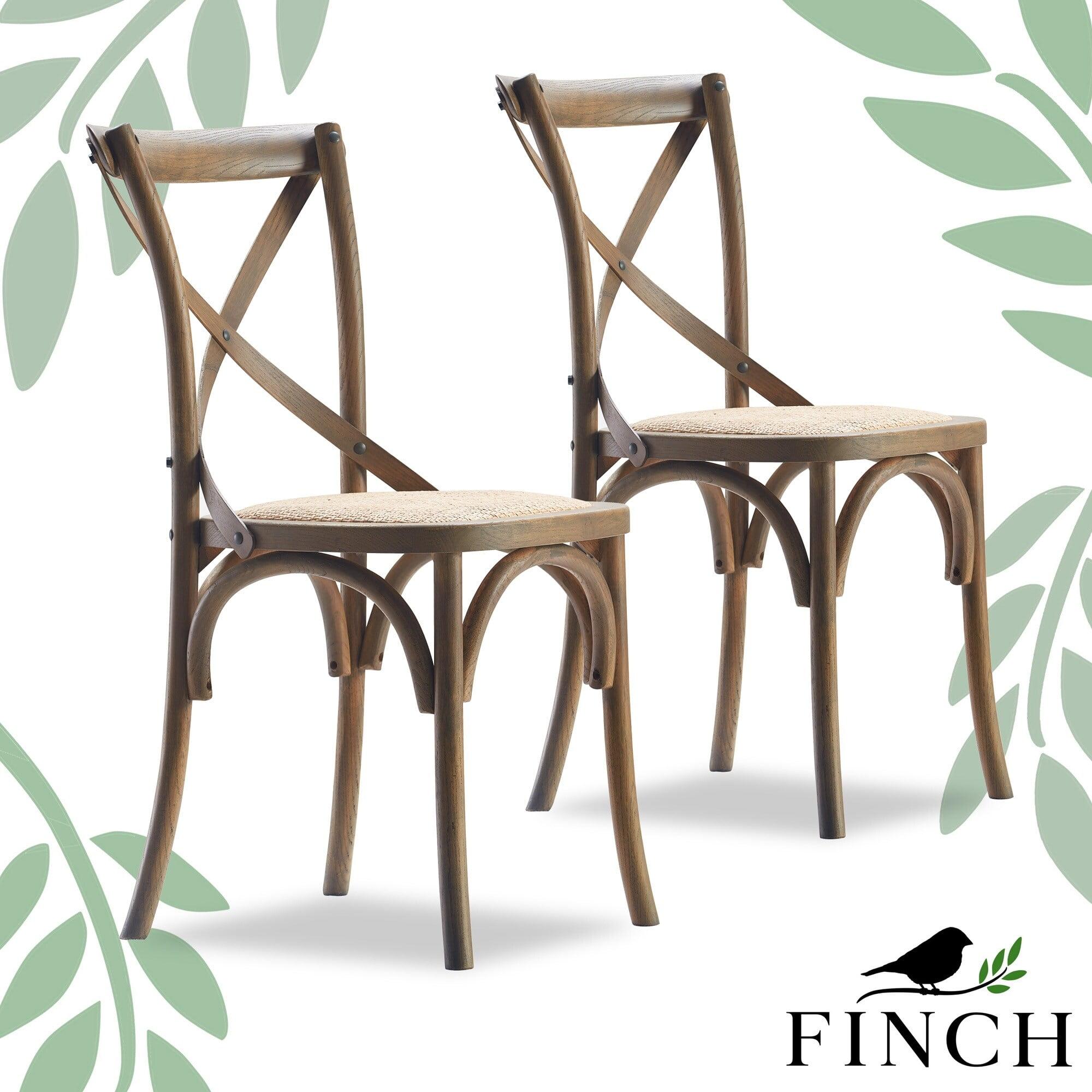 Elmhurst Armless Cross Back Rattan Dining Chairs, Set of 2