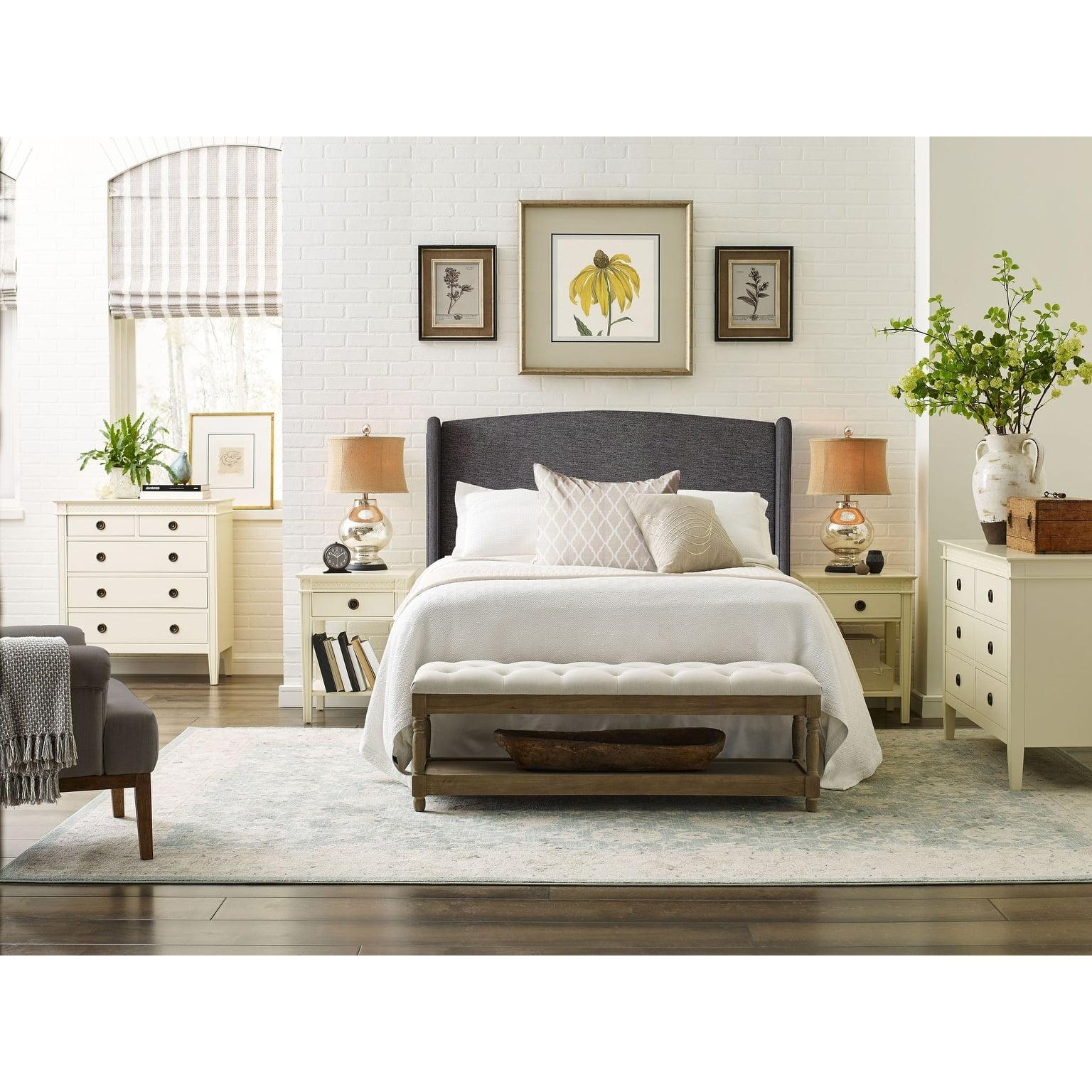 Queen Elmhurst Upholstered Wing Bed Frame Gray - Finch