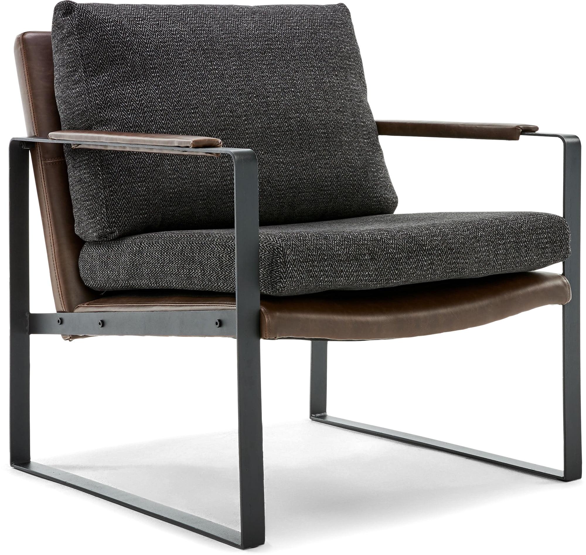 24" Amelie Mid-Century Modern Armchair Distressed Gray - Finch: Upholstered Polyester, Wood & Metal Frame