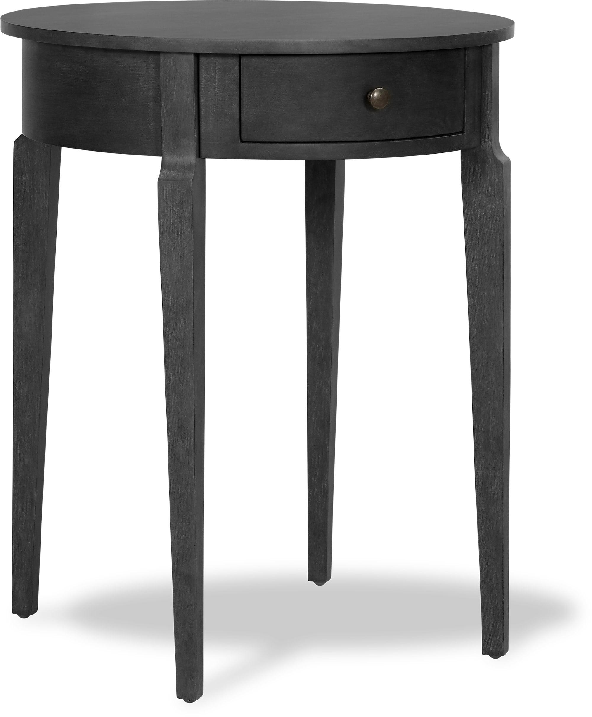 Elegant Charcoal Round Side Table with Storage Drawer