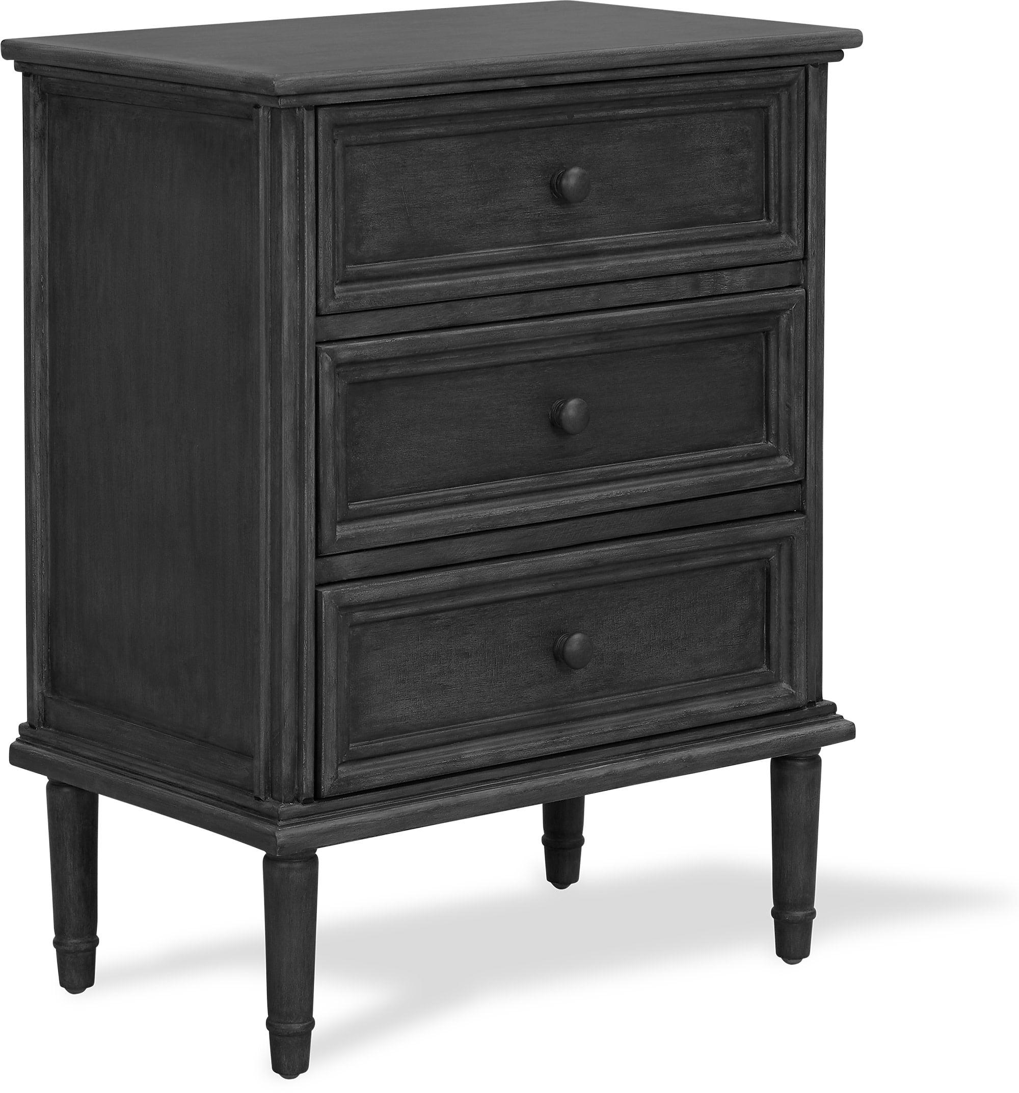 Traditional Dark Gray 3-Drawer Office Storage Cabinet with Bronze Hardware