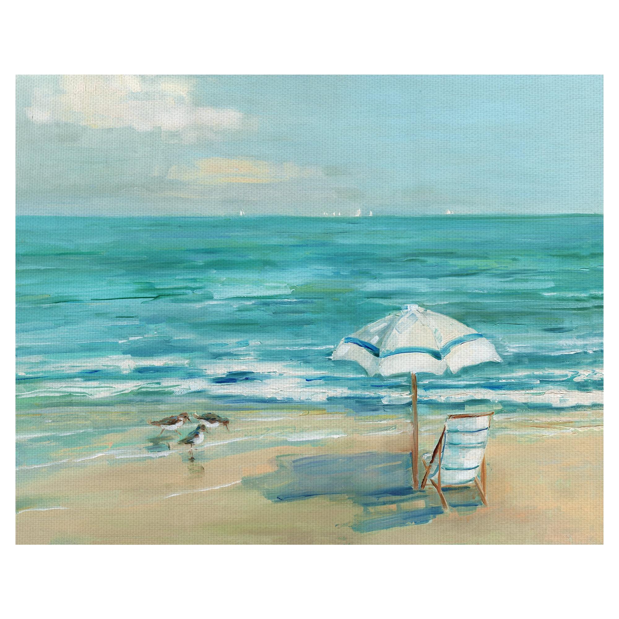 Turquoise Beach Scene Canvas Art for Kids Room