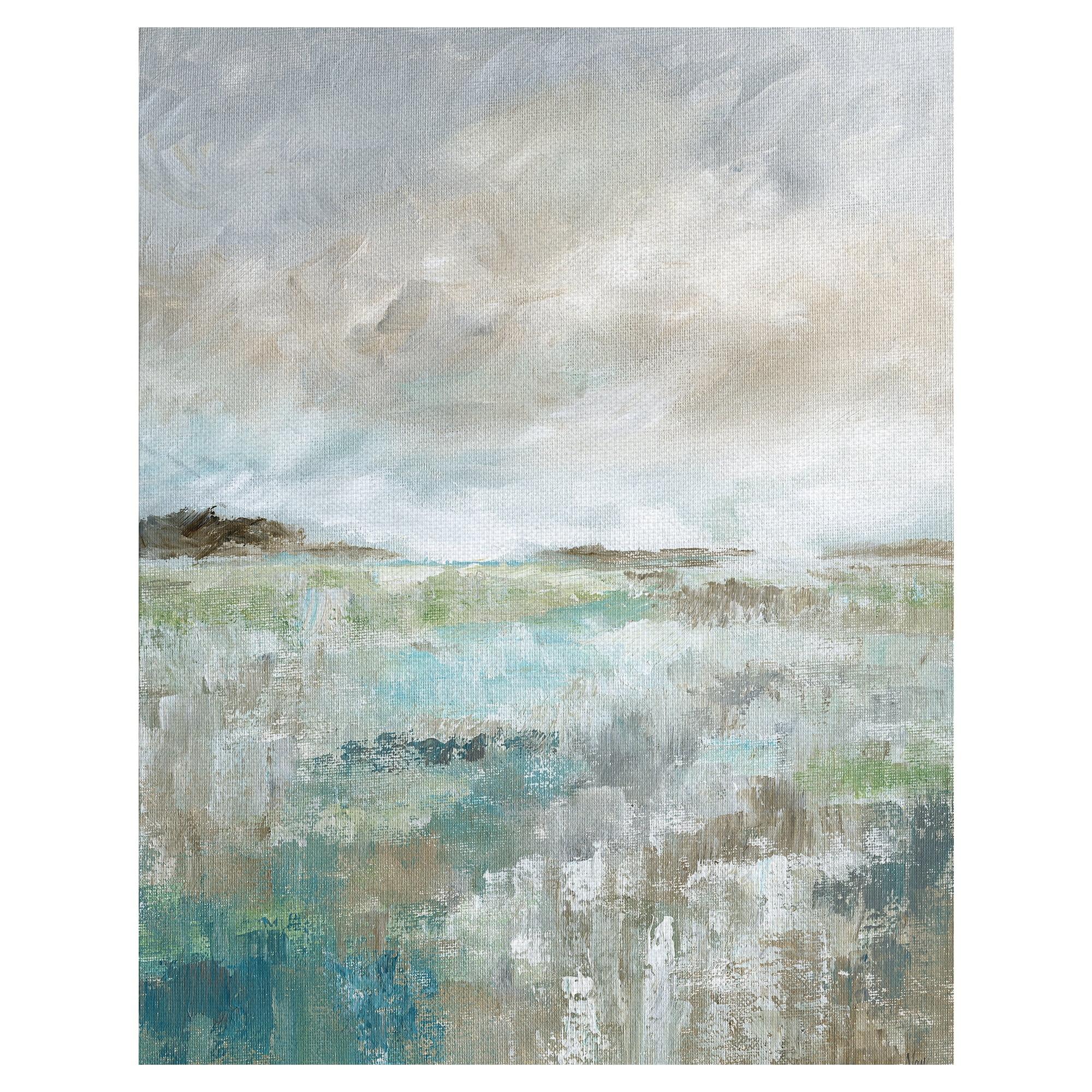 Soft Vista Blue and Green Abstract Landscape Canvas Art