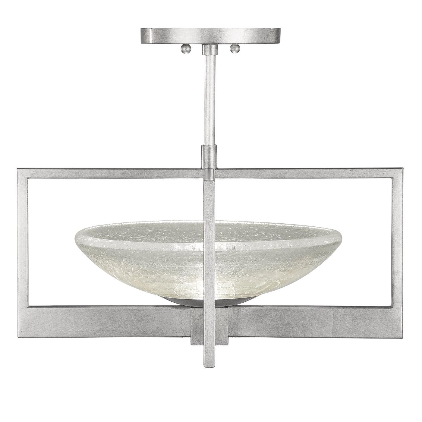 Delphi Silver Leaf Blown Glass LED Semi-Flush Mount Bowl