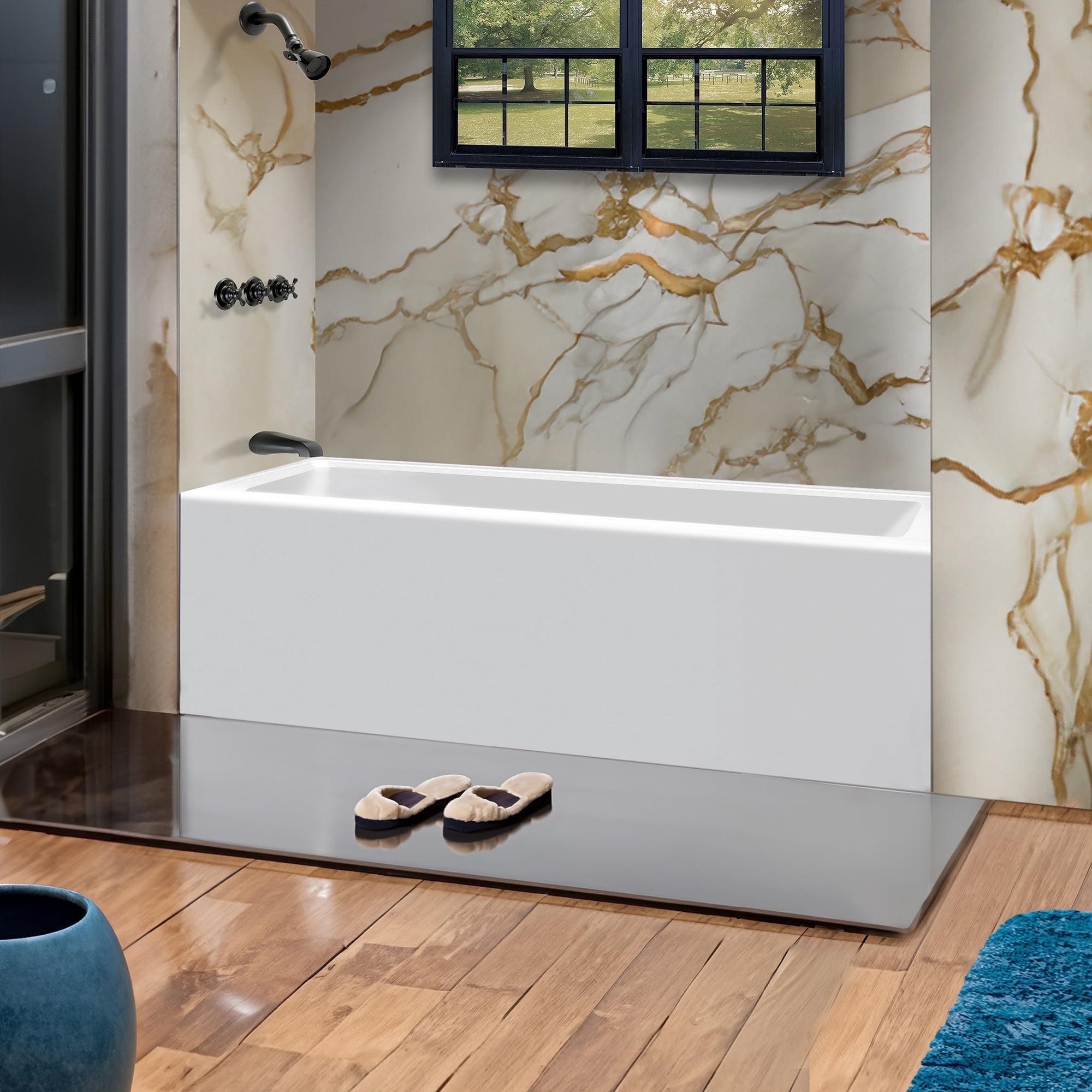 Fine Fixtures Acrylic-Fiberglass Soaking Bathtub, White. Alcove | Apron Front Left Hand 60"x32"