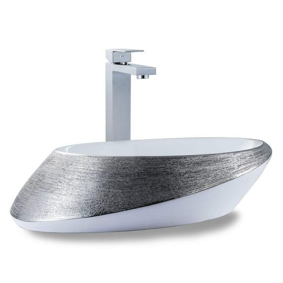 Vitreous China Oval Vessel Bathroom Sink
