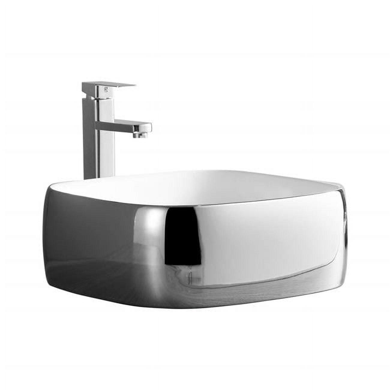 Modern Vitreous China Square Vessel Bathroom Sink