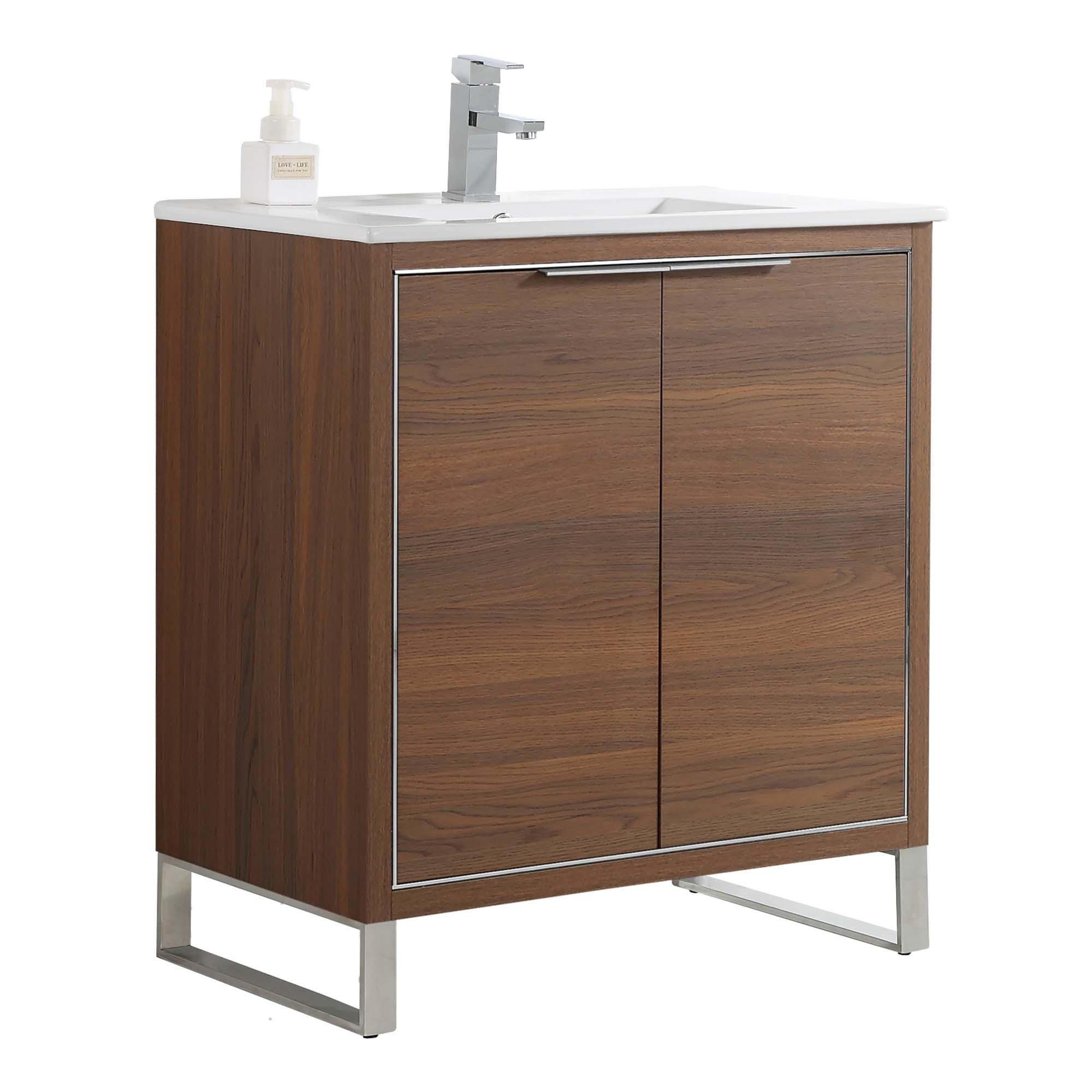 Opulence 30'' Walnut Ebony Single Bathroom Vanity with Chrome Hardware