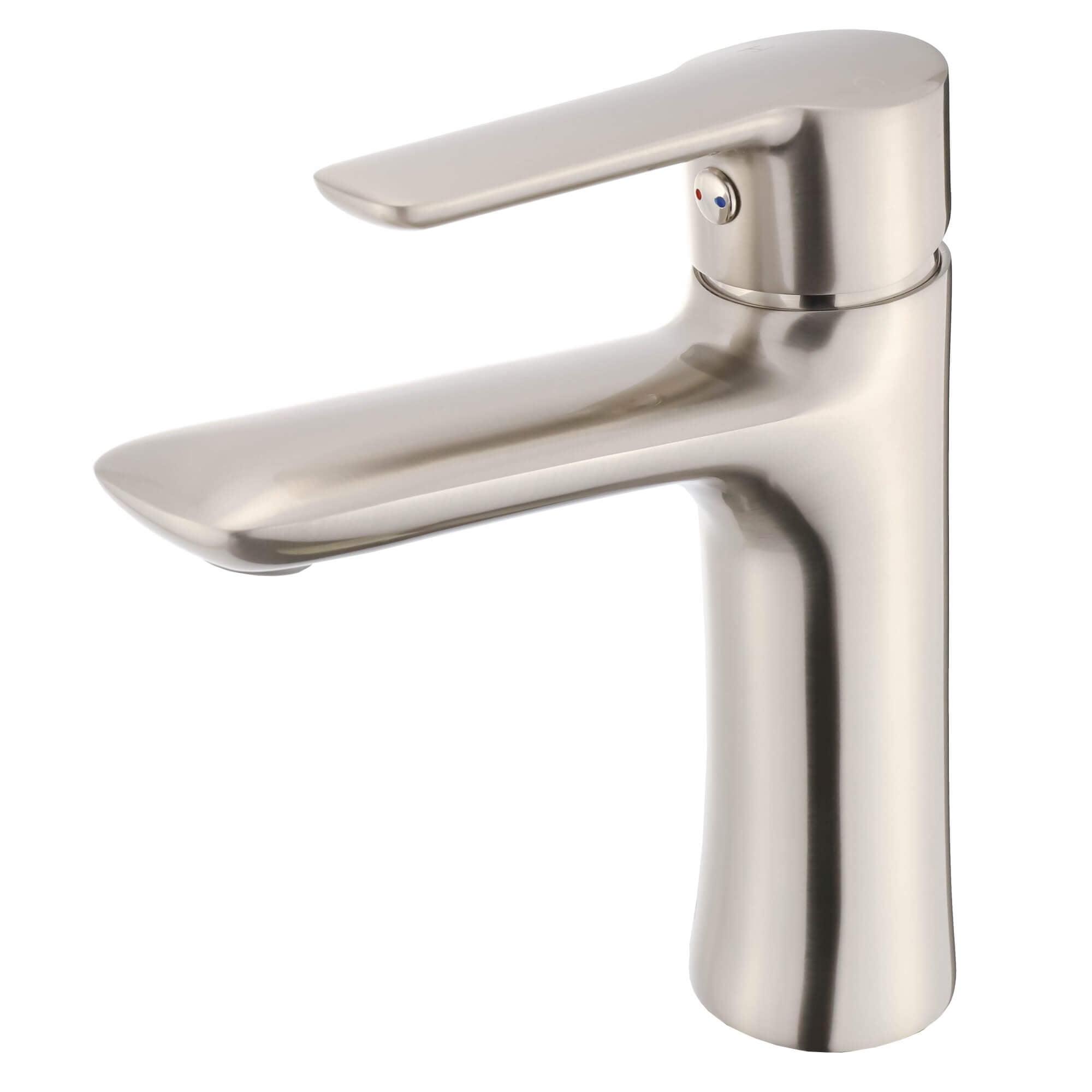 Satin Nickel Round Single Hole Bathroom Faucet