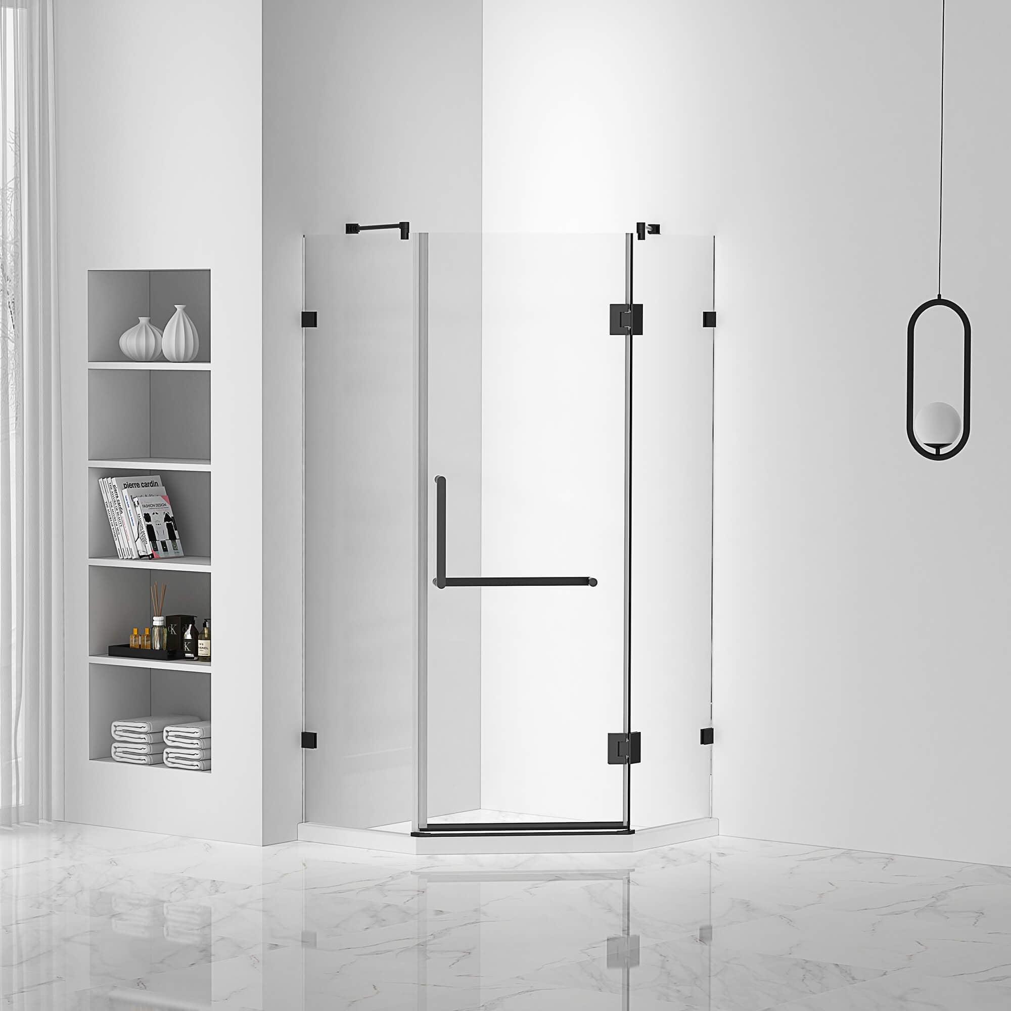 40.37'' W x 74.25'' H Hinged Frameless Shower Door