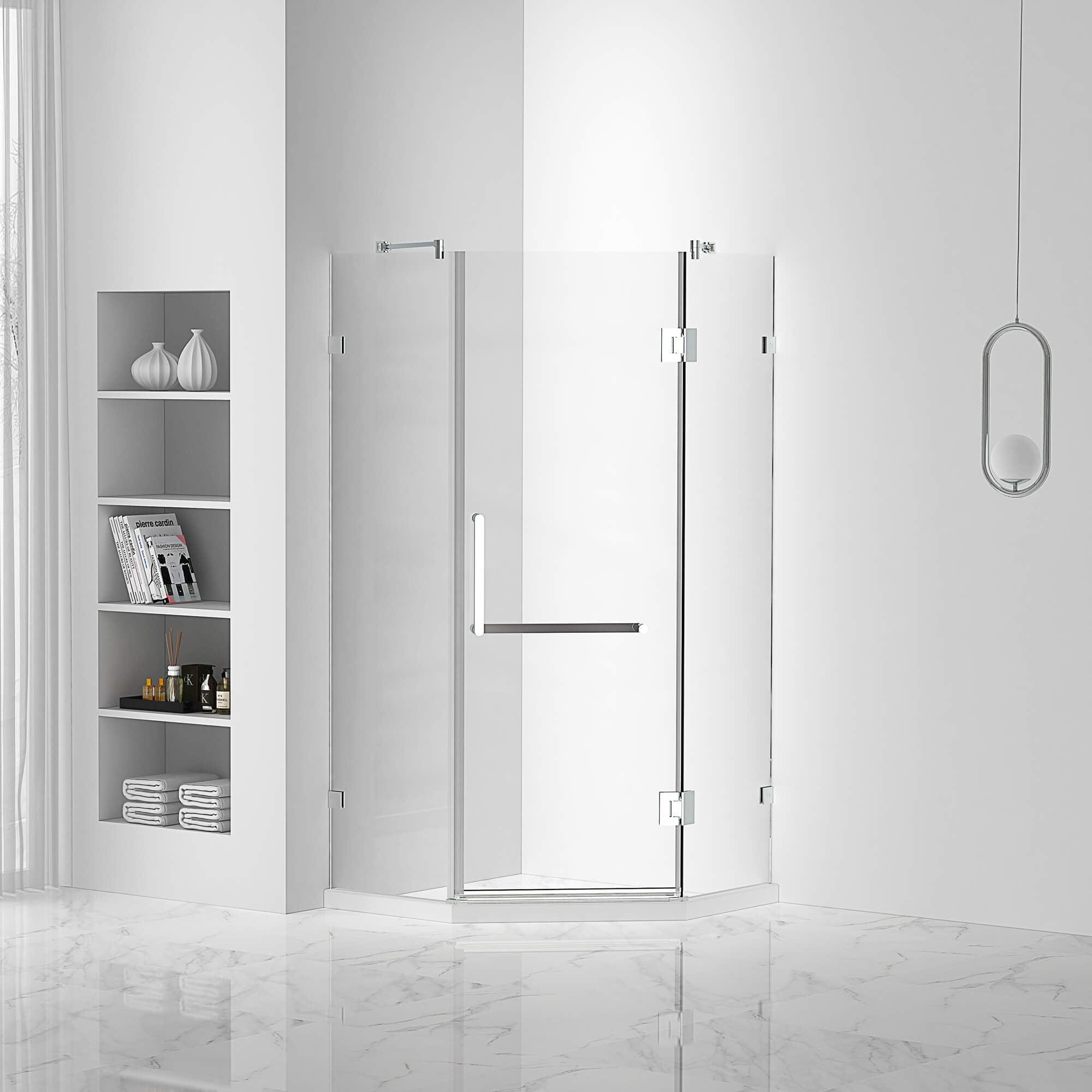 40.37'' W x 74.25'' H Hinged Frameless Shower Door