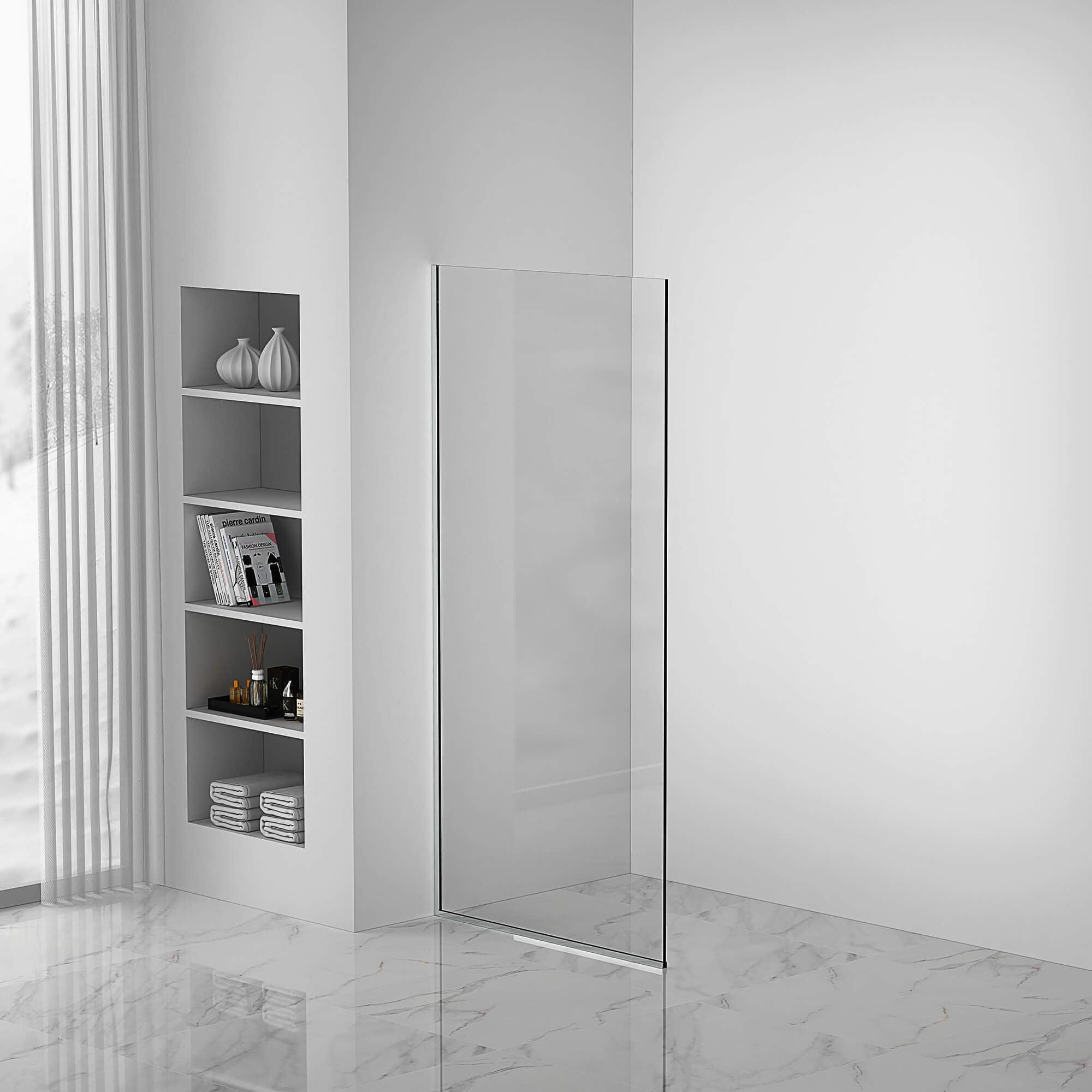 34'' W x 74.25'' H Clear Tempered Glass Shower Panel with Chrome Finish