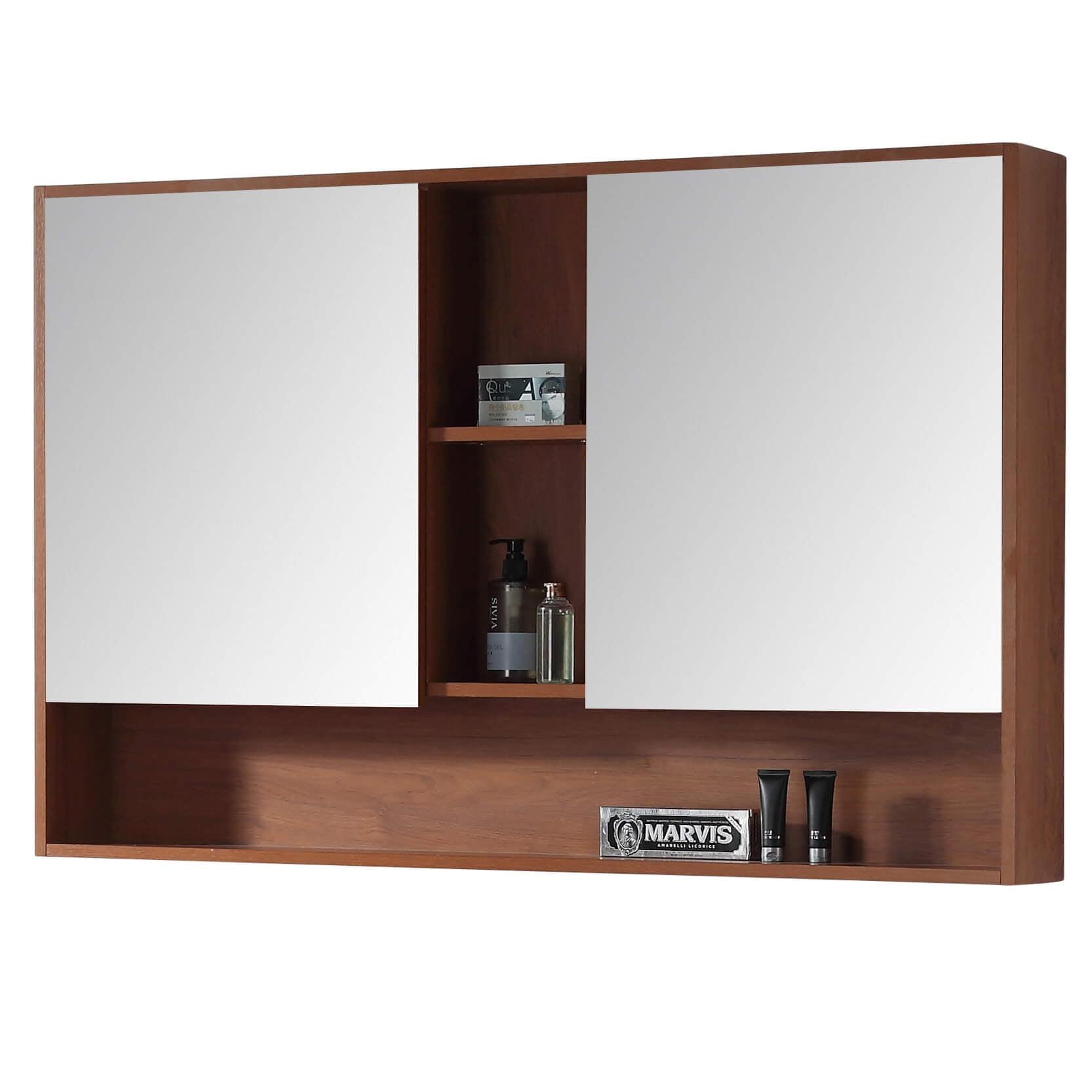 Shawbridge Dual Mirror Spicy Walnut Bathroom Medicine Cabinet, 48"