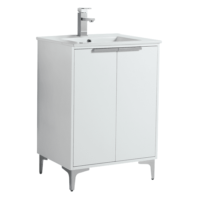 Fine Fixtures Wilmington 24 Inch Bathroom Vanity With Sink - Fully Assembled Bathroom Sink Cabinet, Bathroom Vanities, White Bathroom Vanity, Small Bathroom Sink Cabinet, 24 Bathroom Vanity With Sink