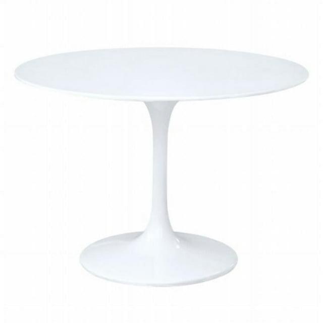 White Round Fiberglass Dining Table with Cast Aluminum Base