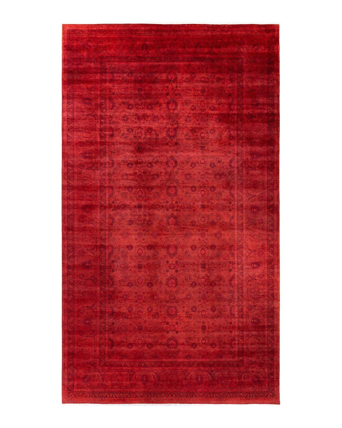 Hand-Knotted Red Wool Rectangular Area Rug 8' 3" x 14' 10"