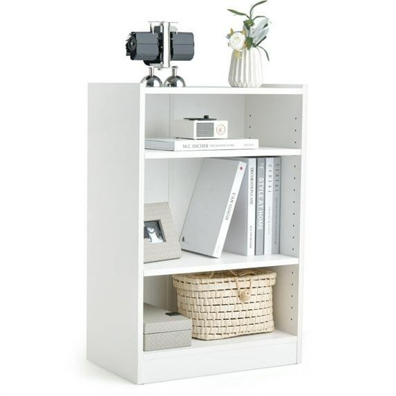 White 3-Tier Adjustable MDF Bookcase with Anti-Toppling Device