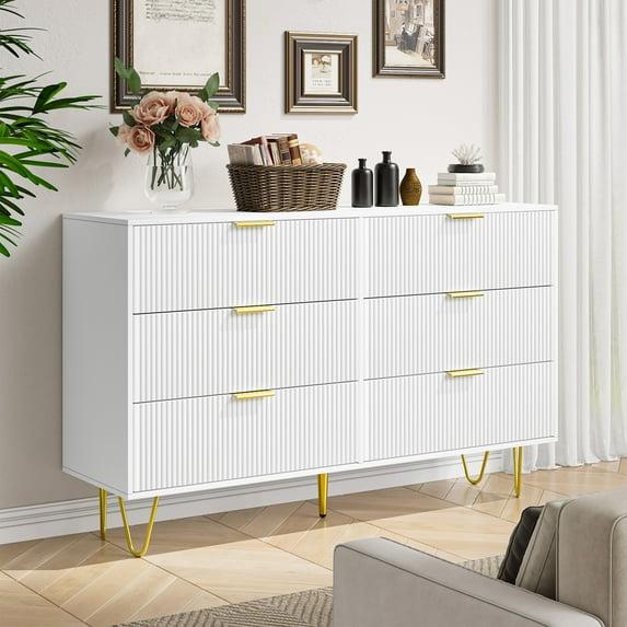 Finihen 9 Drawer Dresser, Big Size Wide Chest of Drawers with Natural Texture, Wood Storage Cabinet for Living Room, Bedroom, Hallway, Closet, White