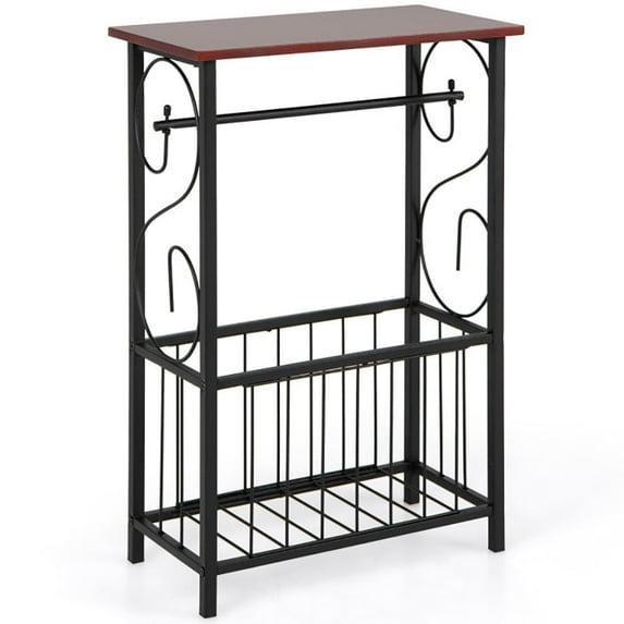 Spaco Side Sofa Narrow Table with Removable Paper Holder for Living Room-Brown, Small Side Table, End Table for Bedroom Living Room